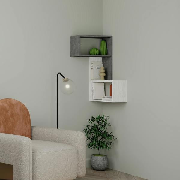 Decortie Part 3-Tier Wall Mounted Corner Shelf Modern Organizer Ancient 82cm