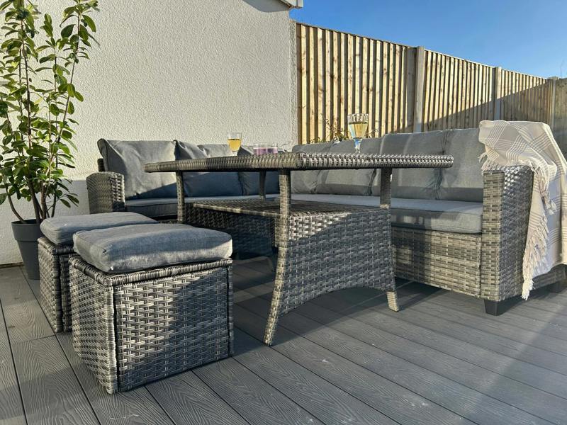 York 8 Seat Mixed Grey Rattan Corner Sofa Dining Set - Madefor.Living