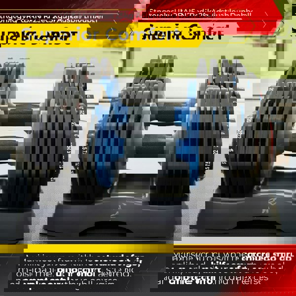 Strongology Urban25 Home Fitness Black and Blue Adjustable Smart Dumbbells from 2.5kg up to 25kg Training Weights