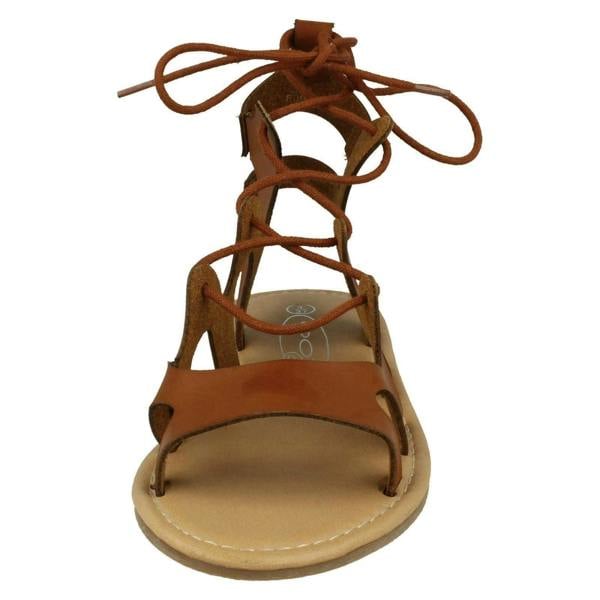 Spot On Ladies Spot On Lace Up Leg Flat Gladiator Sandals