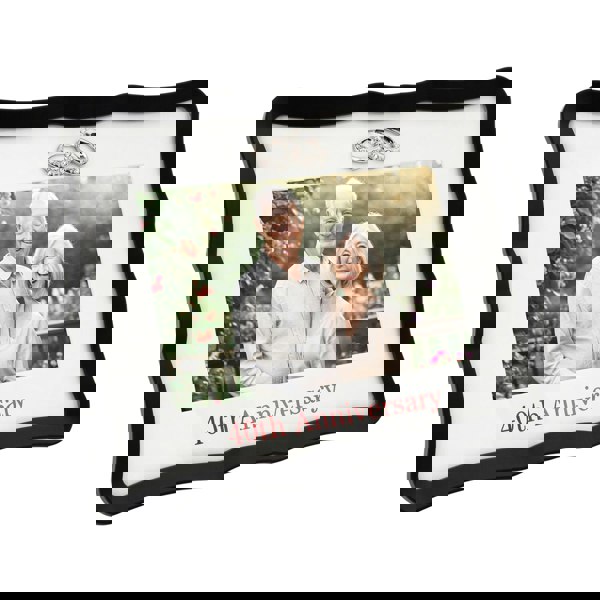 40th Anniversary Landscape 4x6 Frame with Red Text and Silver Rings Image 2
