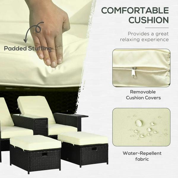 Cream outdoor cushion with water-repellent fabric and removable cover detail