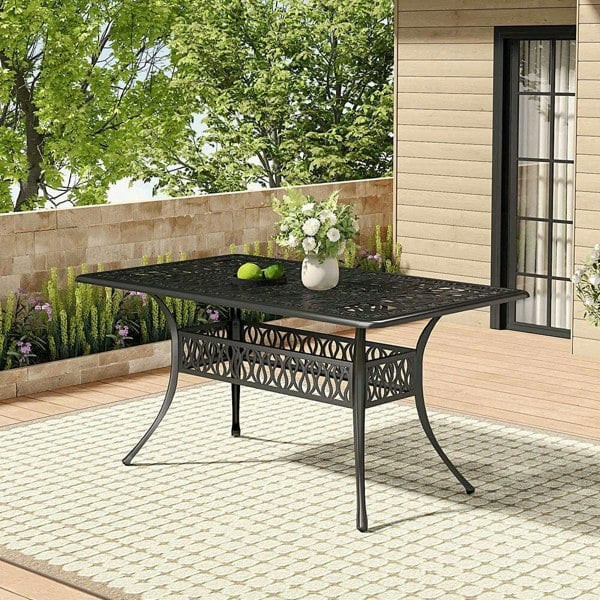 150cm Wide Garden Dining Table Hollow Cast Aluminium Tables Garden Dining Tables Living and Home