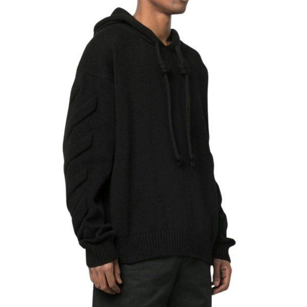 Off-White 3D Diag Knit Black Hoodie S