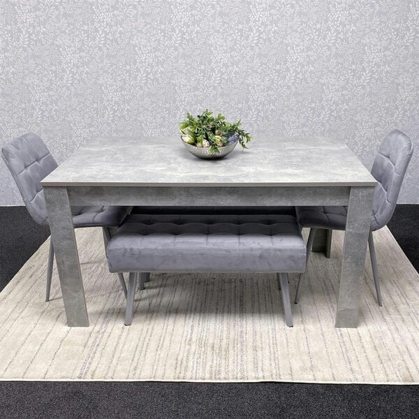 Kosy Koala Grey Wooden Dining Table Set with 2 Grey Chairs and Benches - Dining Kitchen Room Furniture