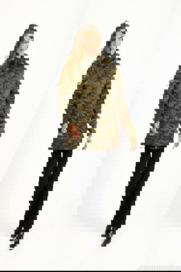 Mudflower Diamond Quilted Jacket With Adjustable Hood