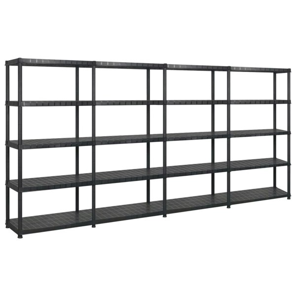 Berkfield Storage Shelf 5-Tier Black 366x45.7x185 cm Plastic