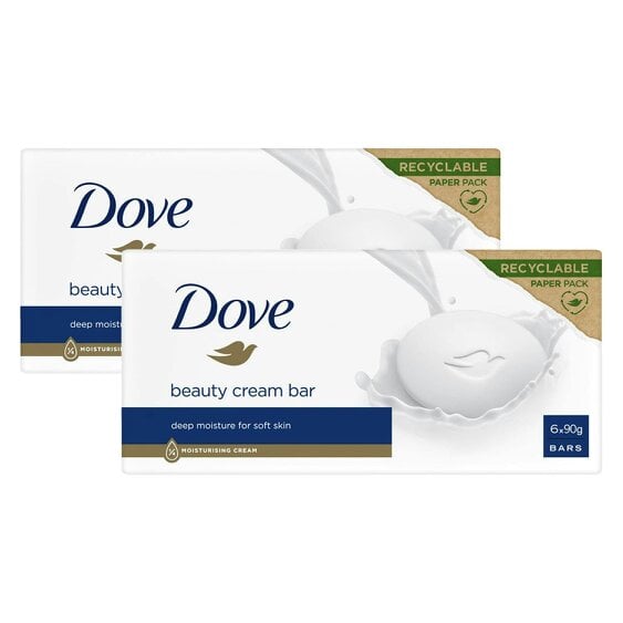 Dove Orignal Moisturising Beauty Cream Bar for Soft & Smooth Skin, 6x90g, 2 Pack