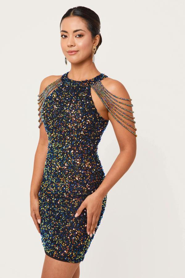 LuvForever Aurora - Multicoloured Sequin Mini Dress