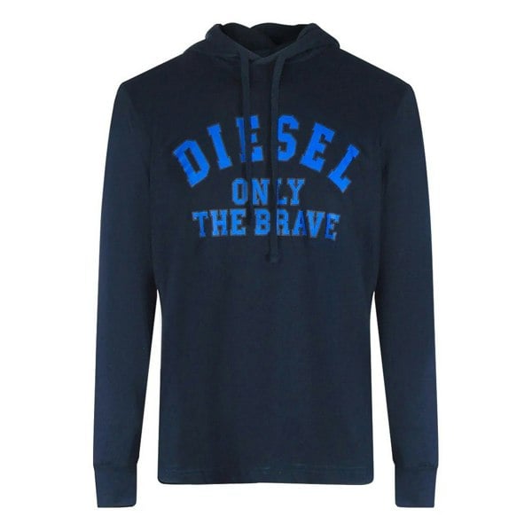 Diesel Unisex Adult The Brave Logo Hoodie - Navy Blue