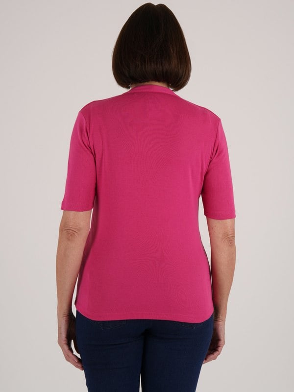 PennyPlain High Back Sweetheart Neck Top - Cerise