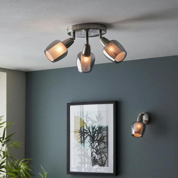 Pagazzi Lighting Kennen 1 Light Nickel and Smoked Glass Wall Light