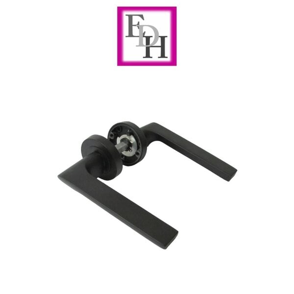 EDH Door Hardware Modern Matt Black Door Handles Internal - Uno-2 Lever Latch On Rose