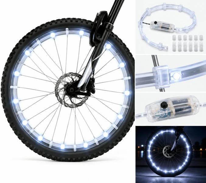 ATEK LED Bicycle Wheel Light White Waterproof Bike Spoke Safety Light