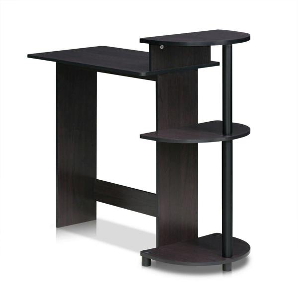 WALPLUS Compact Computer Desk with Shelves, Dark Walnut Crafted for Practical Use and Stylish Living Spaces | 11181DWN