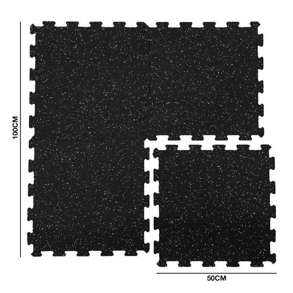 Nicoman Interlocking 100% Rubber Gym Flooring Mat 50cm x 50cm - 6mm Thick