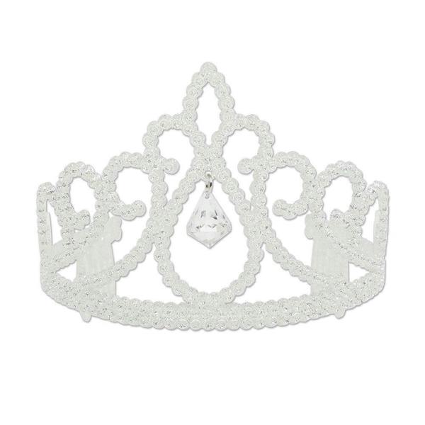 Bristol Novelty Faux Diamond Pendant Tiara - White - 