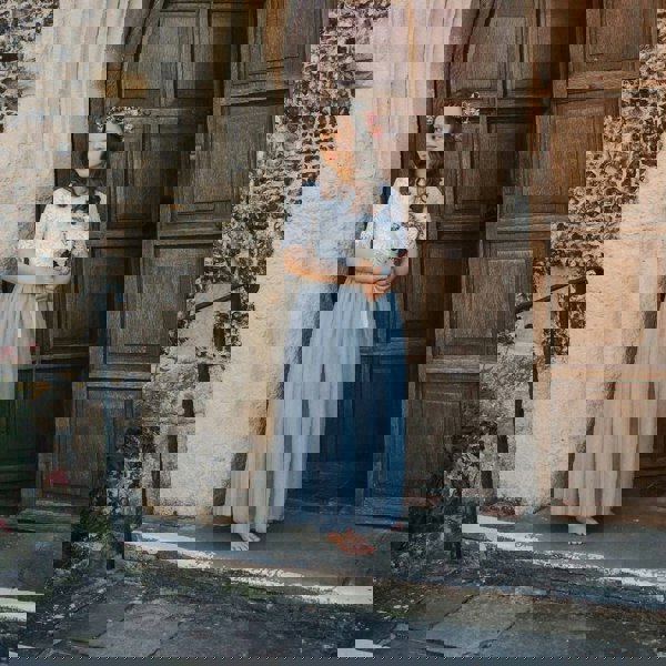 flower girl in church doorway