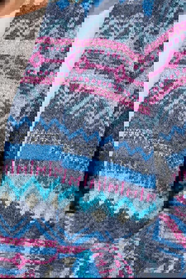 Aztec Print Pocket Detail Longline Cardigan