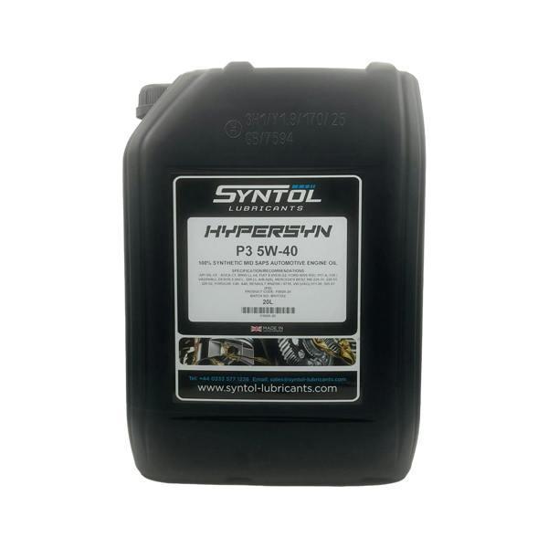 Syntol Hypersyn P3 5W-40 Fully Synthetic Petrol & Diesel Engine Oil API SN ACEA C3 20L