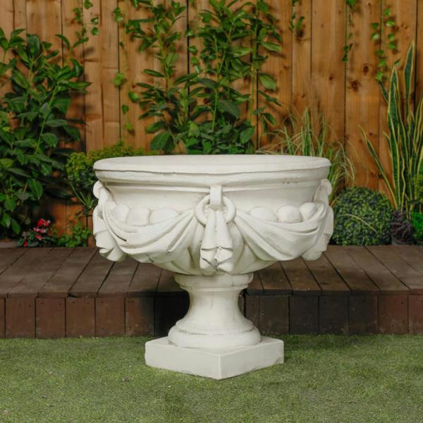 Large White/cream Draped Georgian Style Vase Planter Urn 