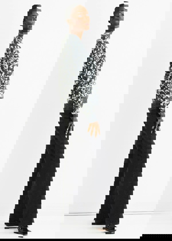 Gini London Grey Animal Pattern Loose Fit Knit Jumper