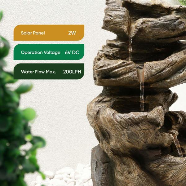 Gardenwize Solar Powered Rock Stack Water Feature with Battery Backup & LED Lights