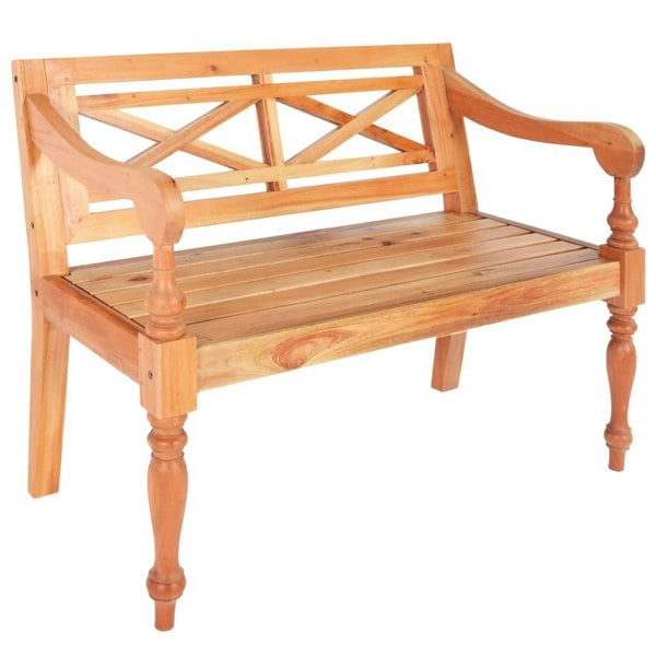 Berkfield Batavia Bench 98 cm Solid Mahogany Wood Light Brown