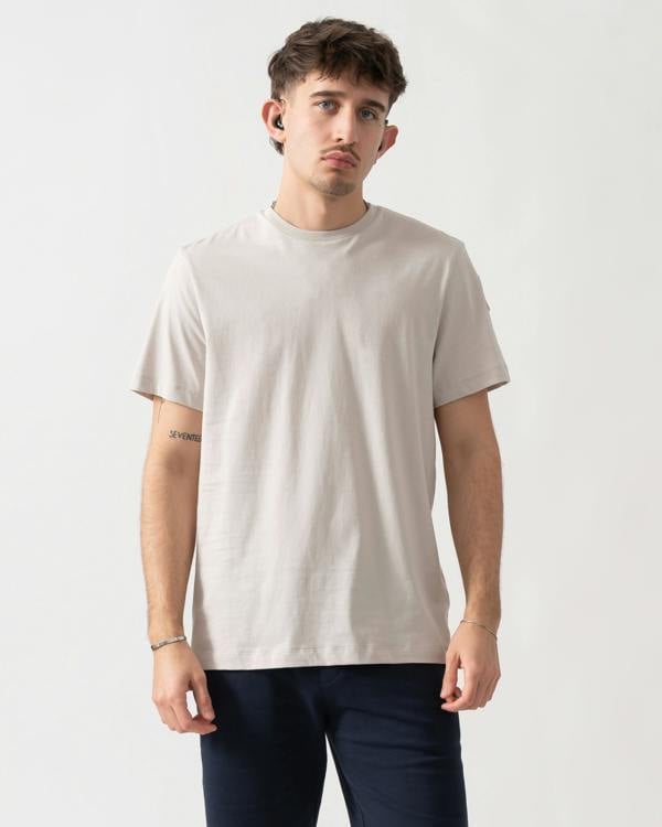 studio shot of a model wearing a Parajumpers Shispare Mens T-Shirt in Ice 324