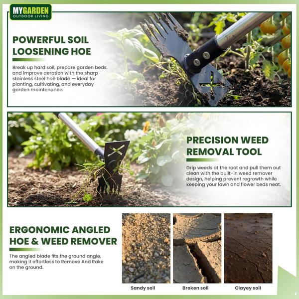 My Garden Outdoor Living My Garden Weed Puller Extendable upto 150cm - 2-in-1 Stainless Steel Garden Hoe with Sharp Blade for Soil & Weed Removal