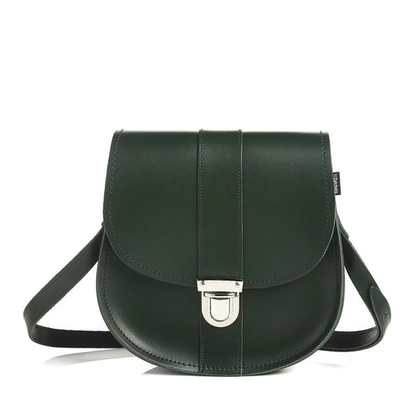 Zatchels Handmade Leather Pushlock Saddle Bag - Ivy Green