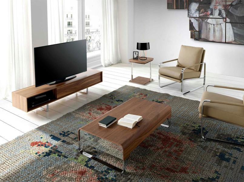 Angel Cerdá TV Stand Walnut and Chromed Steel 3043