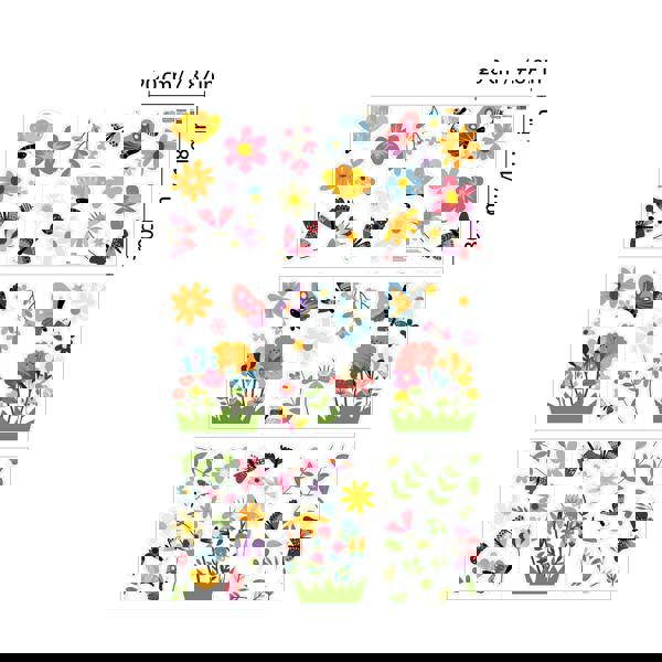 WALPLUS WSW6009 - Butterflies In The Meadow Of Flowers Window Clings