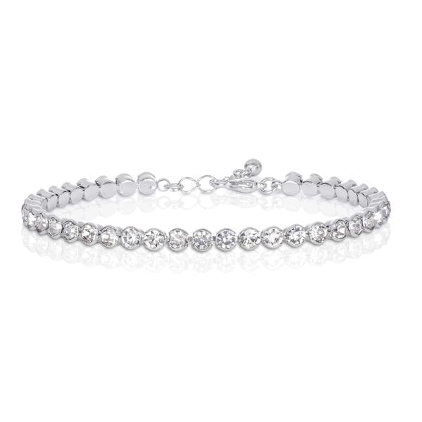 Zavana Silver Tennis Bracelet for Women and Teenage Girls with Cubic Zirconia Stones