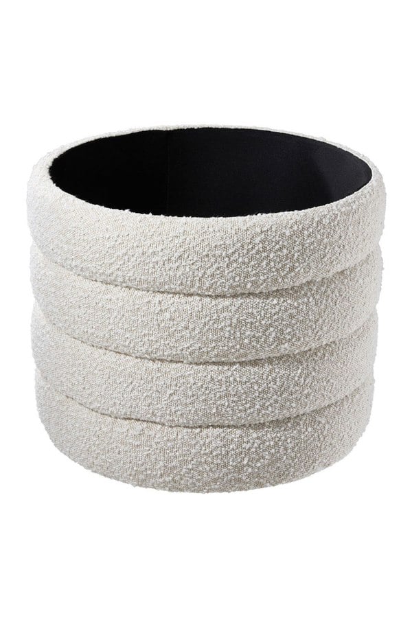 Living and Home Beige Upholstered Round Storage Ottoman for Bedroom Living Room and Makeup Room