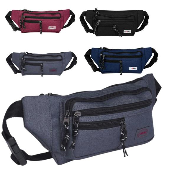 Lorenz Unisex Slimline 3 Zip Bum Bag Waist Bag