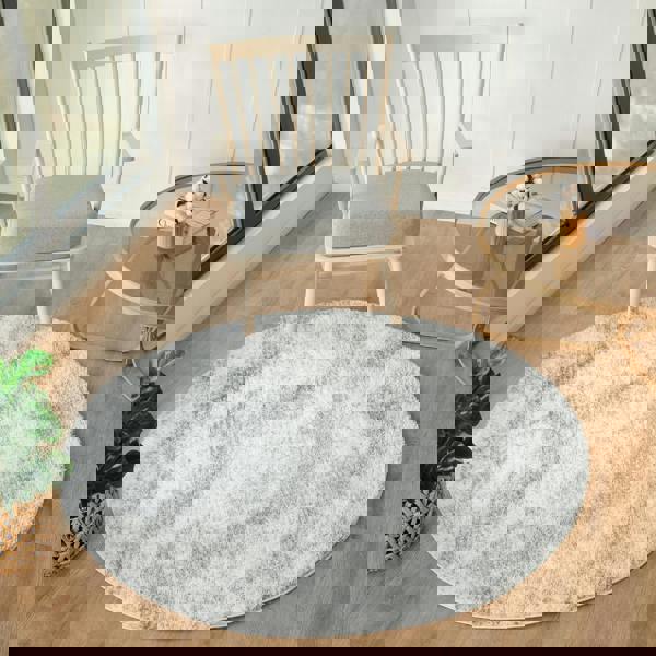 Livabliss Cloudy Shag-Solid Color Ivory Grey Plush Soft Pile Rug