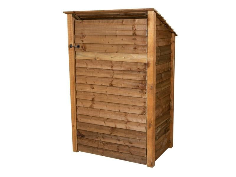Arbor Garden Solutions Wooden Log Store (Roof Sloping Back) with Door and Shelf W-119cm, H-126cm or 180cm, D-88cm - Brown Finish