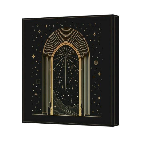 Benjamin Tate Design Gold Arch Galaxy And Starry Night Canvas Art Print