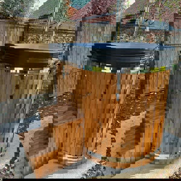 Ofuro wood-fired tub with integrated heater