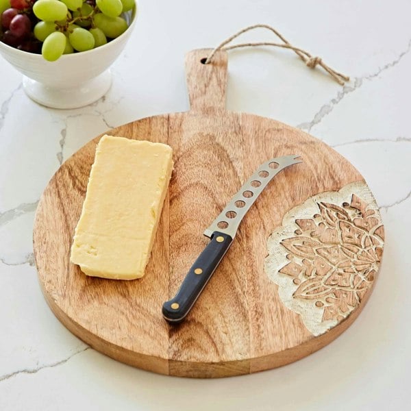 Paper High Large Round Floral Mango Wood Chopping Board