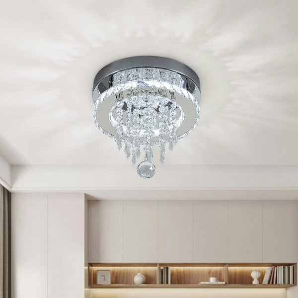 Modern Round Crystal Ceiling Light with Droplets Living and Home 