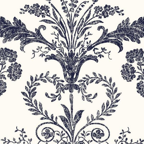 Laura Ashley Josette Wallpaper - Off White & Midnight - 10m