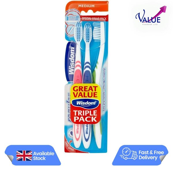 Wisdom Regular Plus Medium Toothbrushes - Triple pack