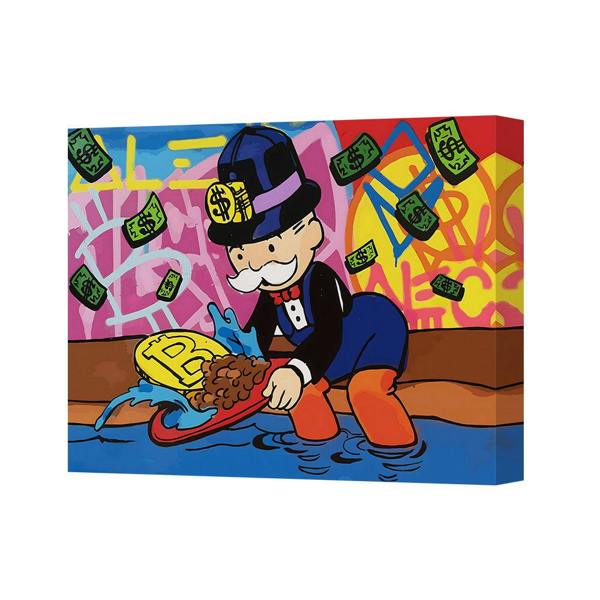 Benjamin Tate Design Canvas Wall Art Monopoly Man Pop Art Street Scene 5234
