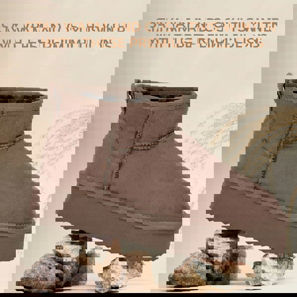 VIVA Women's Faux Fur Lined Platform Boot Slippers Memory Foam Rubber Sole