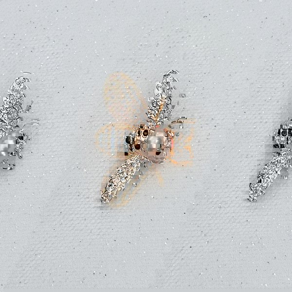 Bee brooch, gold finish with pearl detail, decorative insect jewellery accessory
