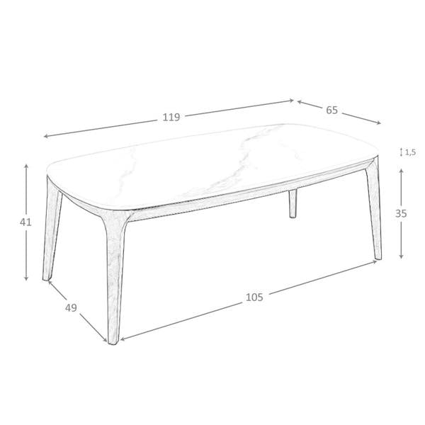 Angel Cerdá Oval Porcelain Marble and Walnut Oval Table 2132