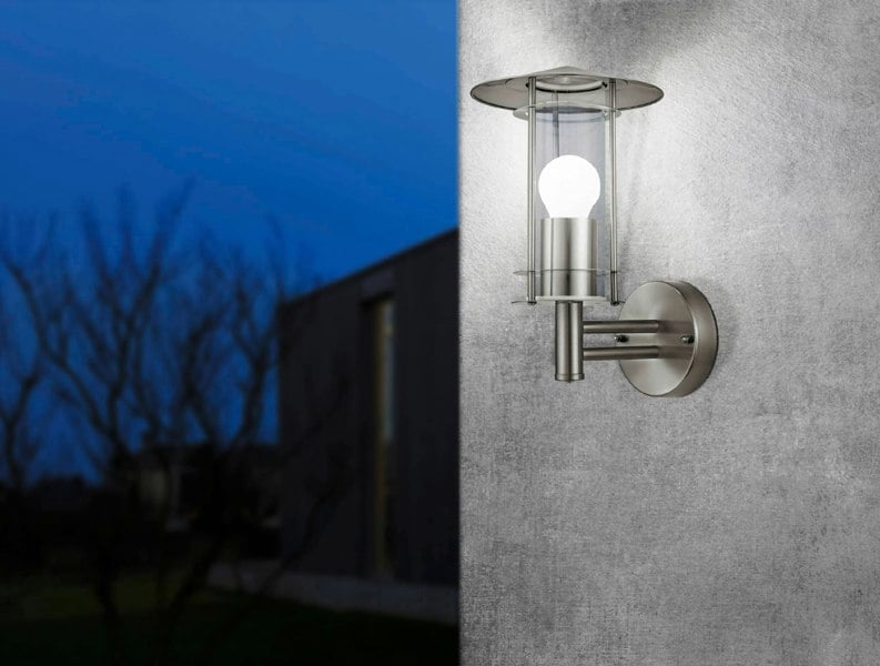 EGLO Lisio Stainless-Steel/Clear Exterior Wall Light