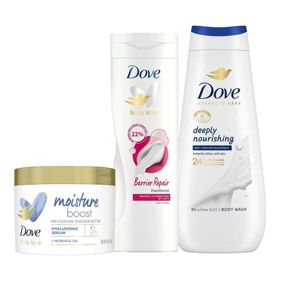 Dove Moisture Rich Trio Shower Butter 238ml, Body Wash 400ml & Body Lotion 400ml